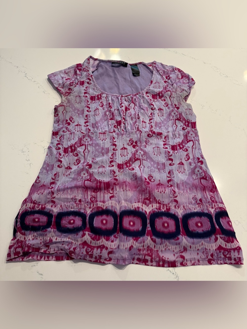 Axcess Pink and Purple Printed Scoop Neck Tunic
